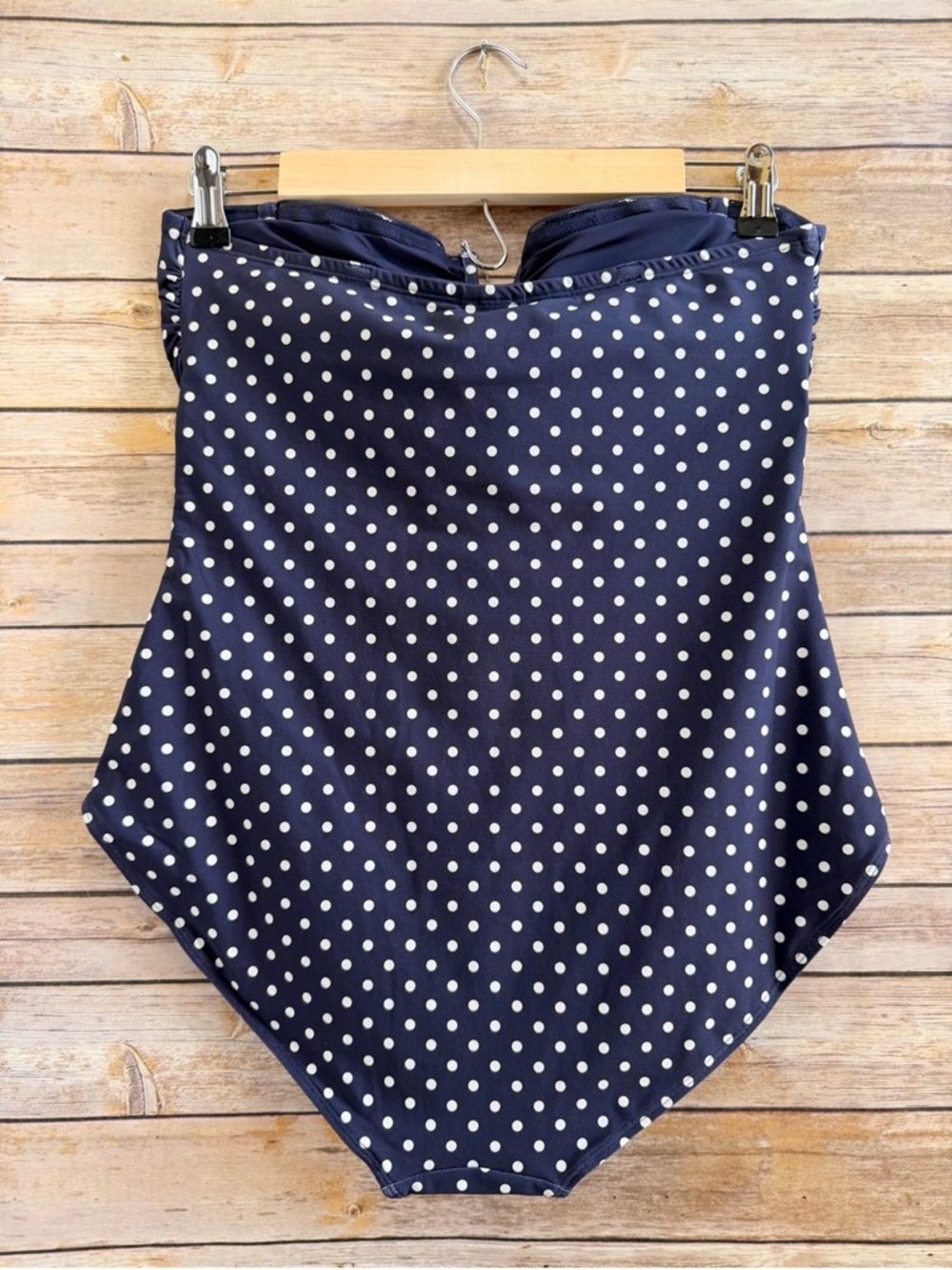 & Other Stories Navy and White Polka Dot Asymmetrical Skirted Swim Bottom